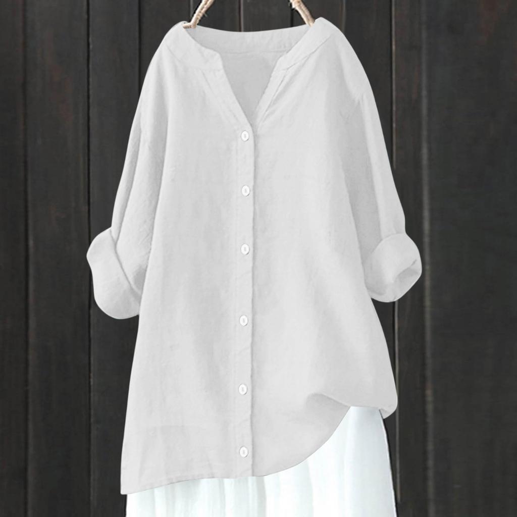 Camicia Casual da Donna a Maniche Lunghe con Bottoni Colorata e Ampia