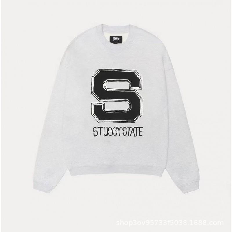 STU26 Otoño Invierno Unisex Oversized Algodón Cuello Redondo Sudadera de Manga Larga Adolescentes Adultos