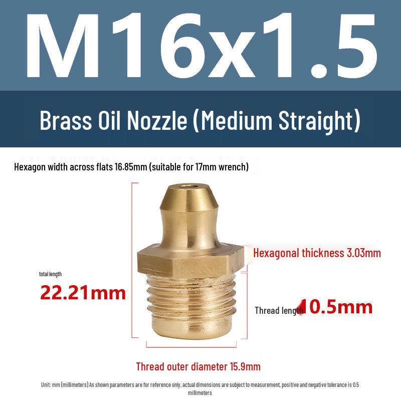 Yigu Brass Grease Fittings M6/M8/M10 Straight & 45° Angled Nipples, Connectors, Nozzles, Gun Accessories