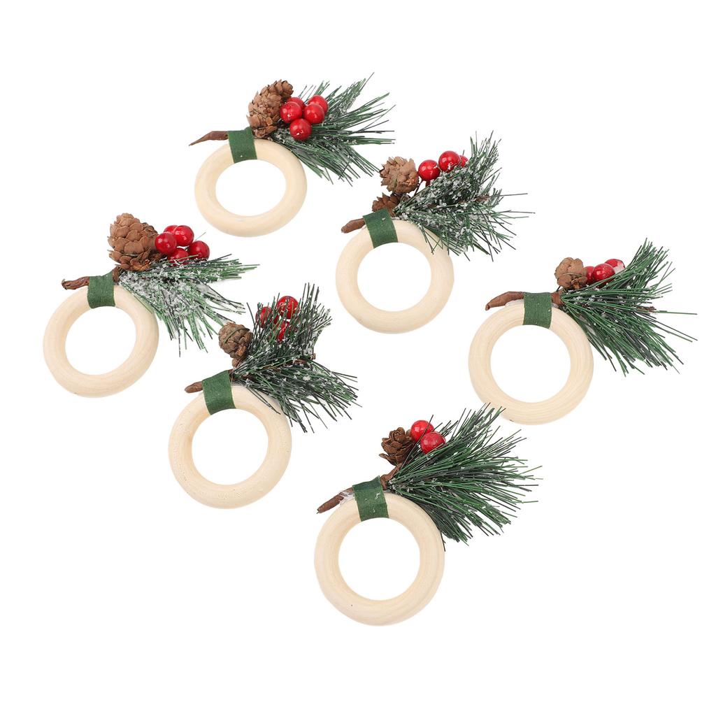 6pcs Pine Cone Napkin Ring Xmas Table Decoration Pine Cones Xmas Napkin Holder for Xmas Wedding Birt