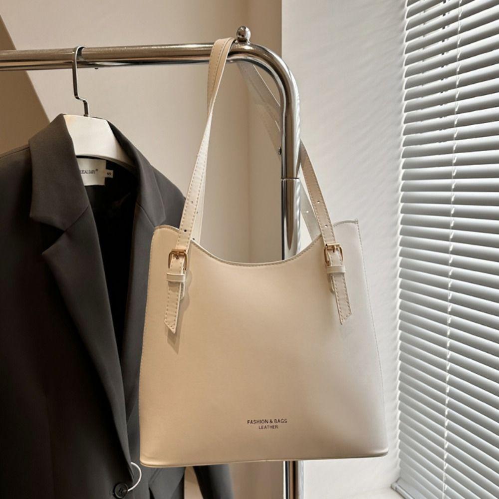 Solid Color Vintage Handbags PU Leather Solid Color Shoulder Bag Simple Simple Tote Bag  Girls