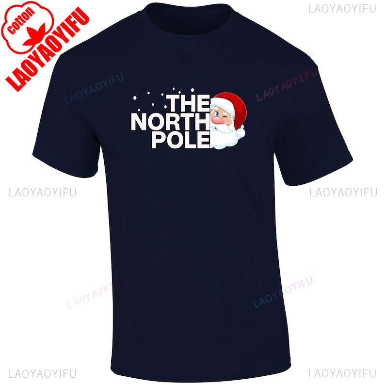 New in Tops  Tees The North Pole Santa Christmas Shirt Xmas Funny Unisex Cotton Tshirt Harajuku  Graphic T Shirts Short Sleeve