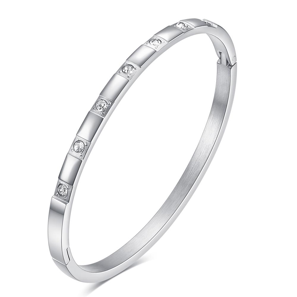 Stainless Steel Zircon Square Bracelet Buckle Bracelet Women's Jewelry Valentine's Day Gift for Her