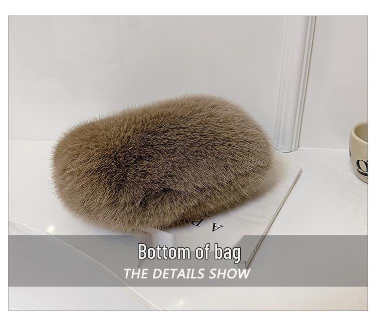2025 Autumn/Winter Women's Minimalist Fluffy Shoulder Bag - Versatile Solid Color Handbag