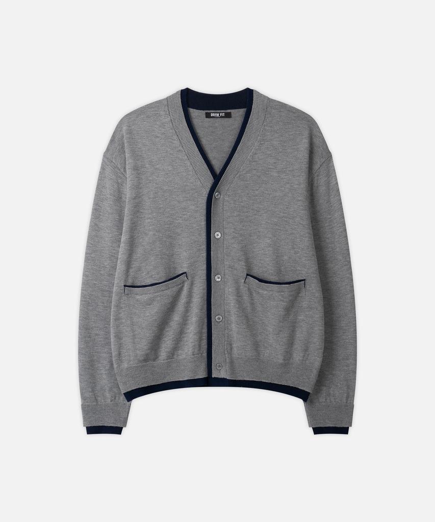 Draw Fit Wool Blend Layered Crop Cardigan [Light Grey]