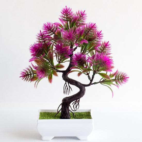 Artificial Bonsai Vivid Easy Care Colorfast Decorative Fake Pine Tree Bonsai Home
