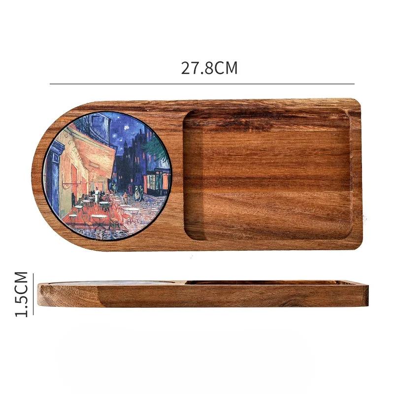 Bread Cutlery Wooden Tray Retro Pastry Dessert Afternoon Tea Snack  Tea Tray Suitable for Home Kitchen Decoration Accessories