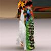 2024 Autumn European & American V-Neck Long-Sleeve Sexy Printed Maxi Dress