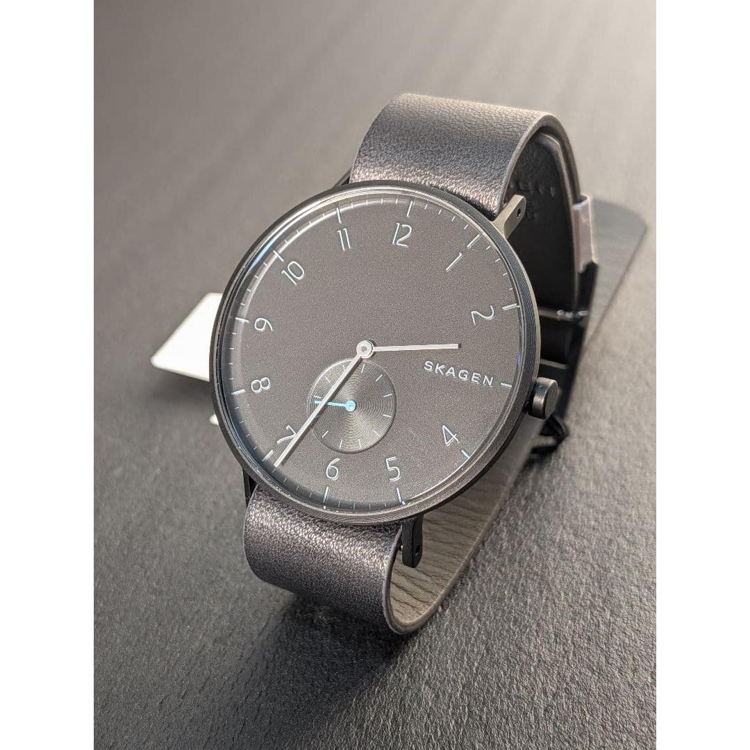 Used SKAGEN black leather belt watch (SKW6480)