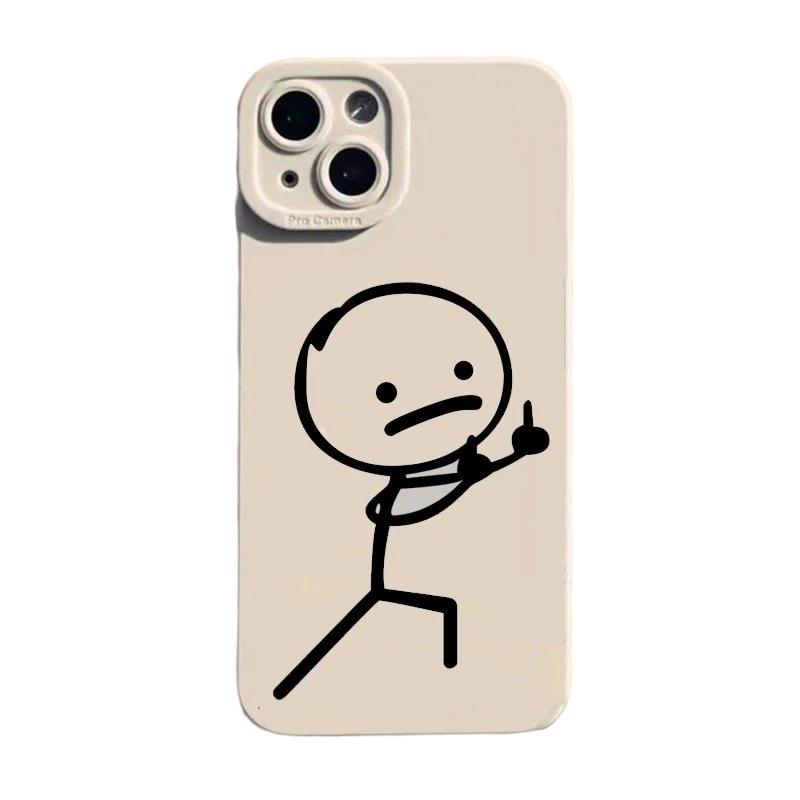 Trendy Cartoon Stickman Silicone Phone Case for iPhone 11-16 Pro Max