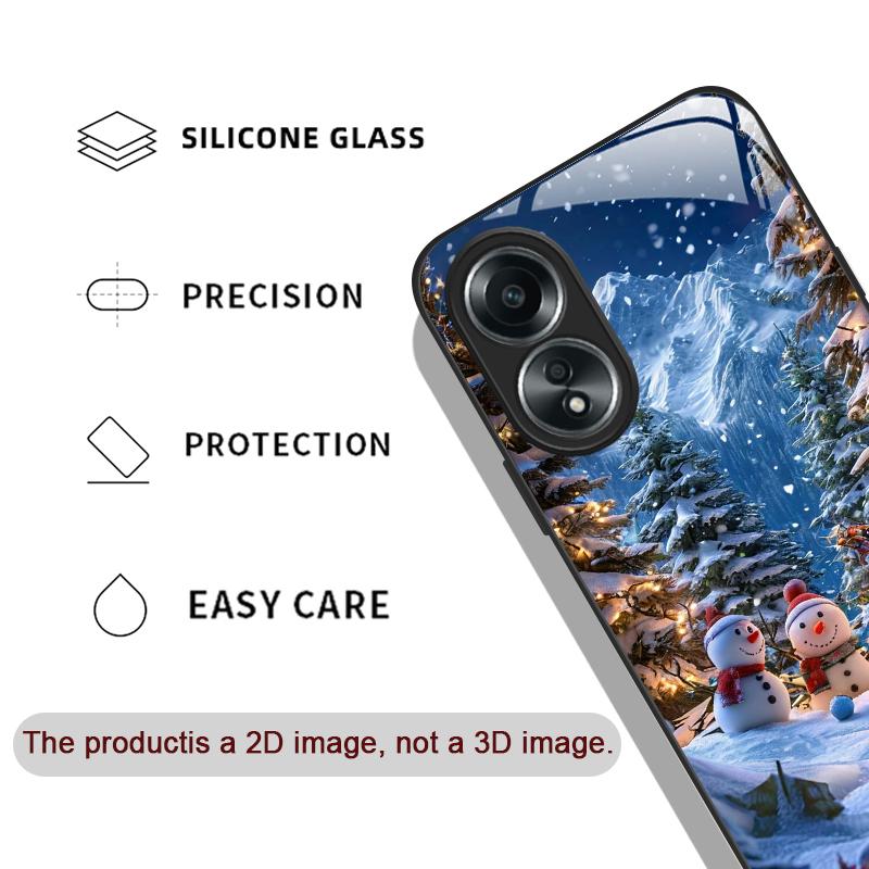 Cute Winter Snowman Christmas Tree Tempered Glass Phone Case for OPPO Realme 13 Pro Plus 12 11 10 9i C55 X7 GT Neo 2 3T 5G Cover