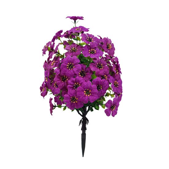 Artificial Flower Stake for Outdoor UV Resistant Fake Floral Shrubs with Ground Spike Realistic Faux Bushes Plant for Garden Yard Porch Patio Decor