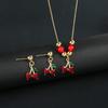 2pcs 22 Style Fashion Fruit Cherry Zircon Crystal Jewelry Set Earrings Necklace  For Women Female New Trend Party Jewelry Gift