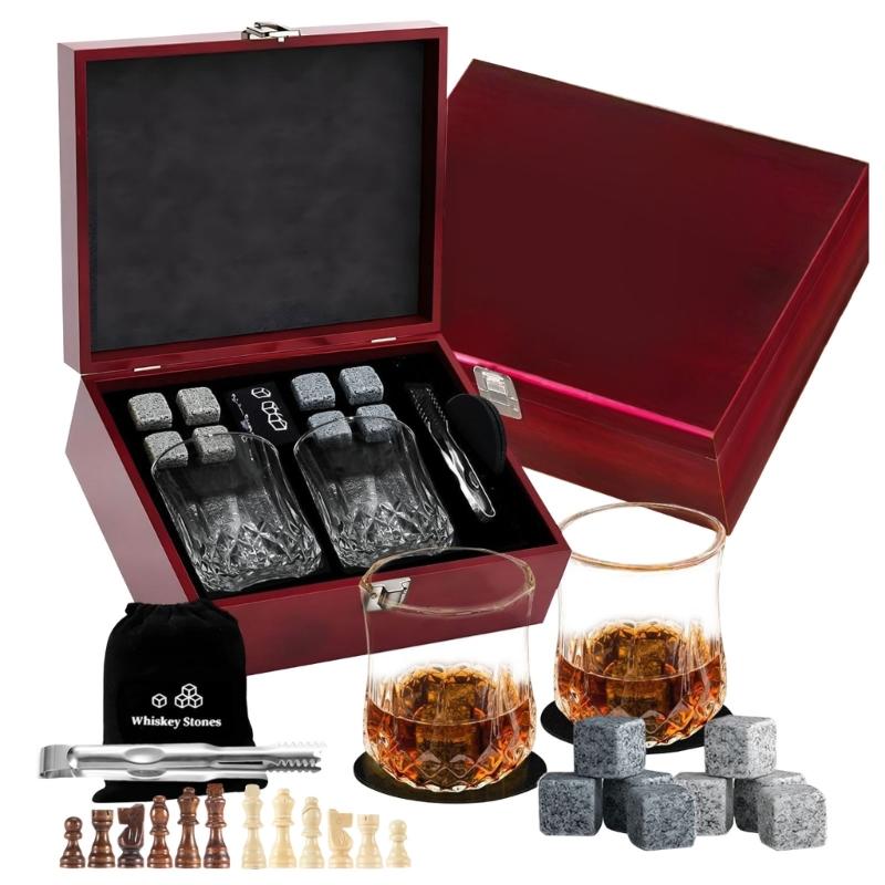 

Luxurious Whiskeys Glass Set With Chilling Stone And Chess Style Gifts Packaging Whiskeys Cooling Stone For Social Event красный
