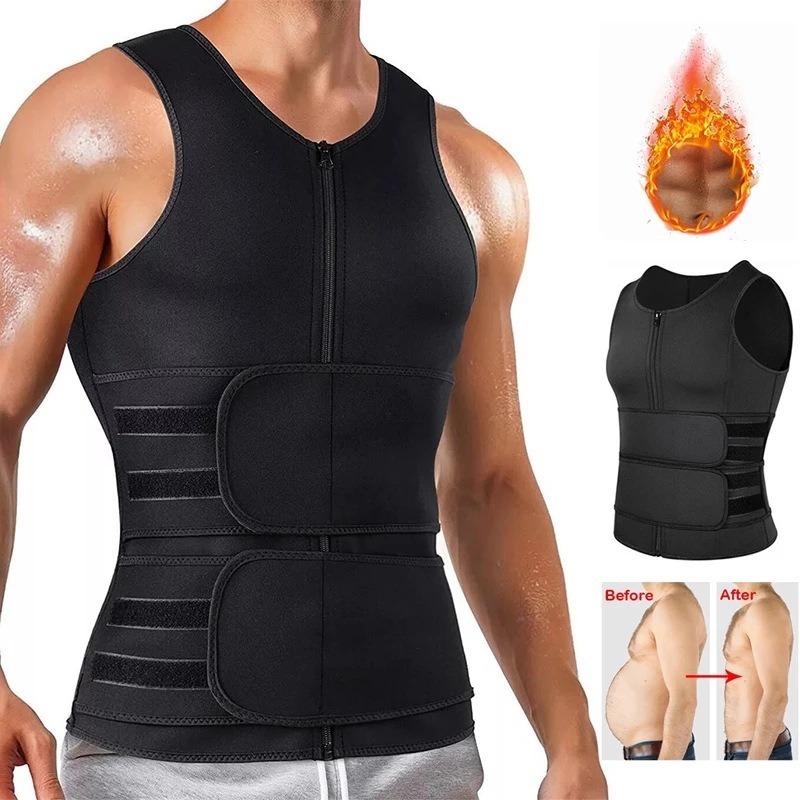 Mens Plus Size Waist Trainer Sweat Vest Neoprene Slimming Body Shaper Fitness Workout