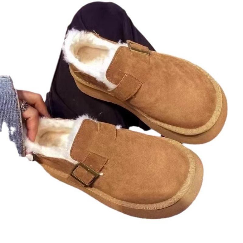 Winter Velvet Thickened Thick-soled Snow Boots Low-top Shallow Mouth New Short Tube Warm and Non-slip Cotton Shoes