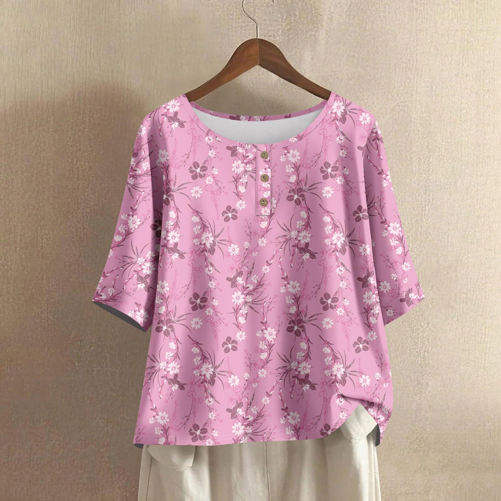 

Women s Fashion Casual Regular Elegant Tops Button Tops S рожевий