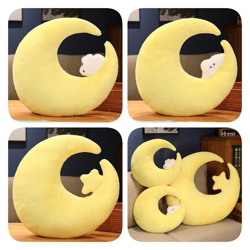 Cute Cartoon Moon And Star Plush Pillow Toy For Girls