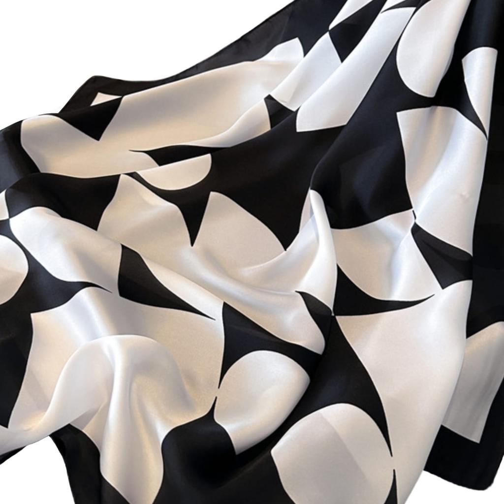 Satin Scarf 70X70 - Black and White Abstraction