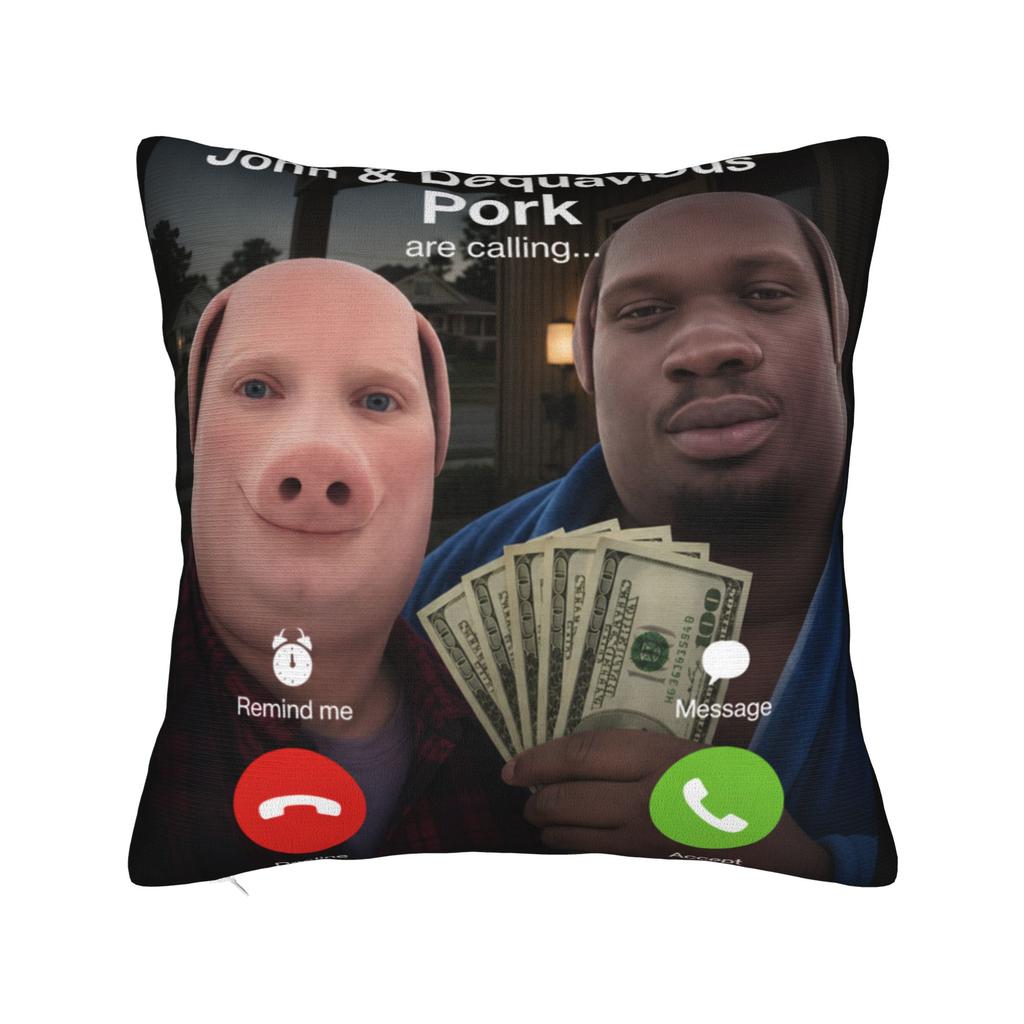 John Pork Halloween Brainrot Meme Pillowcases Kawaii Pillow Case For Sofa Car Home Decor Soft Pillow Cover
