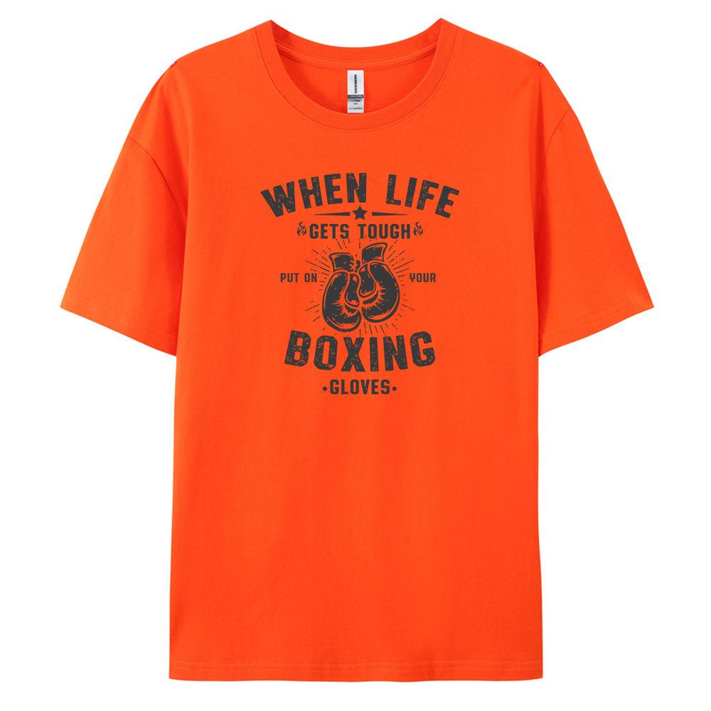 Boxing Comfortable Mens Loose Fit Tshirt with Stylish Prints Vintage and Short Sleeved