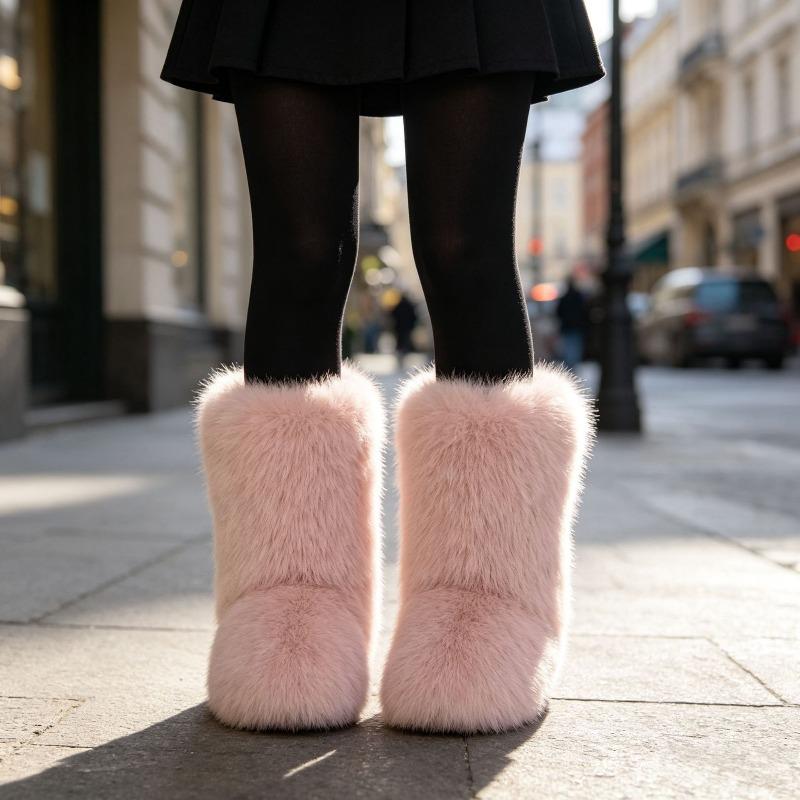 Imitation Raccoon Fur Boots Long Tube Winter Ladies Winter Imitation Fur Fox Fur Snow Boots