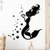 Black Bay Mermaid Silhouette Wall Stickers for Girls Room Children Room Decoration Wall Art Bedroom Decor for Living Room
