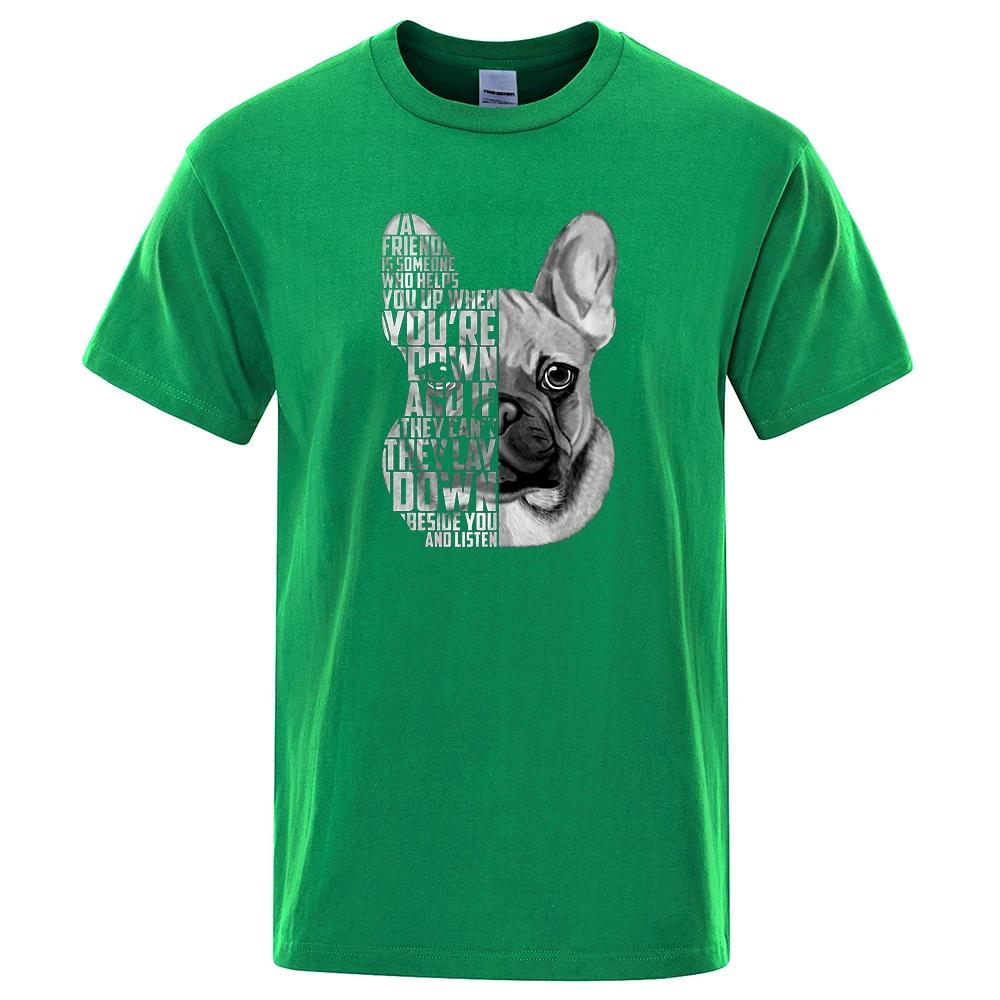 French Bulldog Quote Printed Male Tops Personality Fashion Streetwear Cool Short Sleeve Oversize O-Neck Mens T Shirts 71794