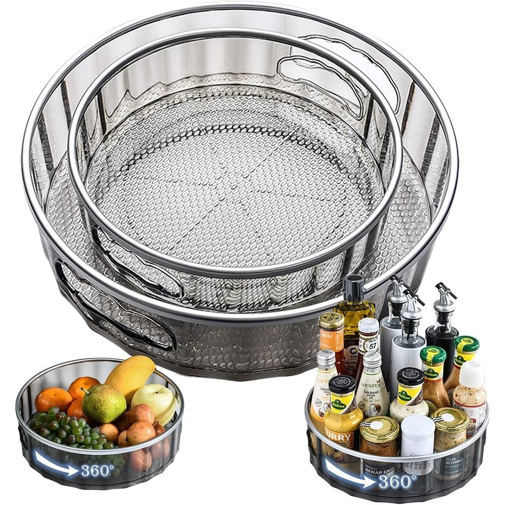 2 Sizes Lazy Susan Turntable Spinning Spice Rack Organizers Multifunctional Round Clear Rotating Cosmetic Containers