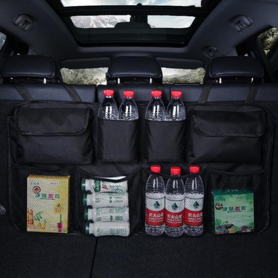 Universal Car Organizer Trunk Rear Back Seat Storage Bag Mesh Net Pocket Black