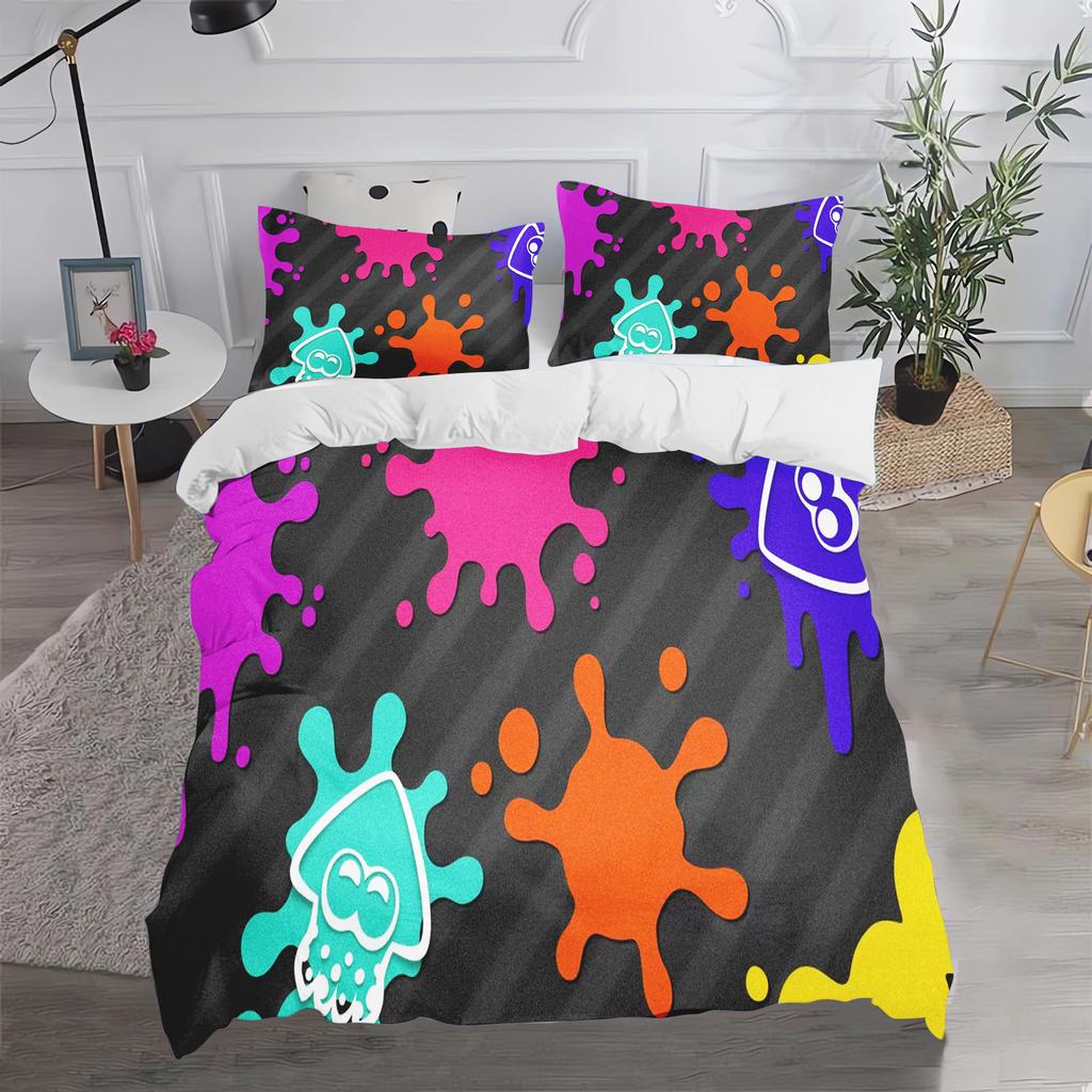 Game Splatoon  Anime 100% Polyester Bedding Set Duvet Cover Set Printed Cartoon Home Decor