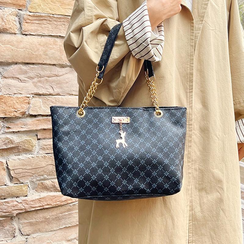 Nákupní tašky pro ženy PU kůže potištěná kabelka osobnost velká kapacita podpažní taška přes rameno designová taška