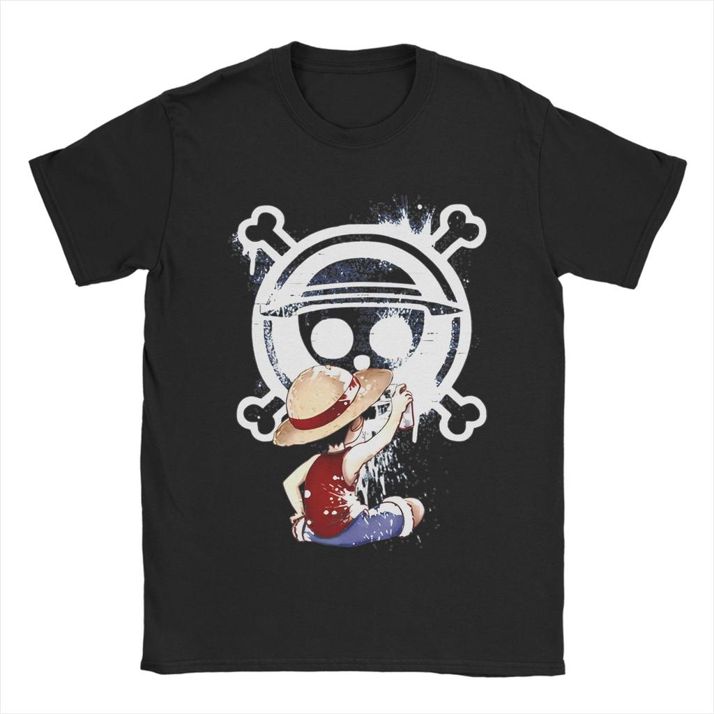 Anime Monkey D Luffy for Unisex Women T Shirt One Piece Fun Tees Short Sleeve O Neck TShirts Pure Cotton Original Tops