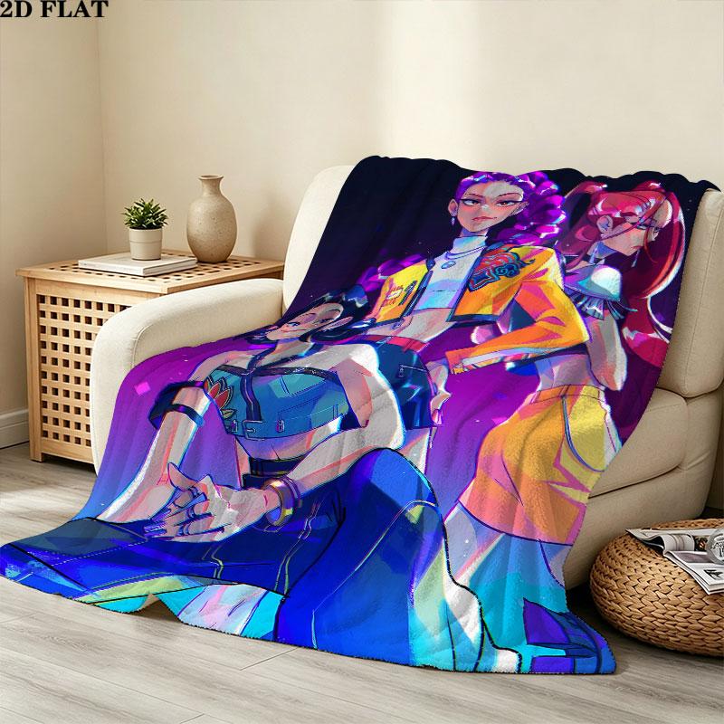 1PC Kpop Demon Hunters Patterned Flannel Blanket Suitable For All Seasons For Home Decor Warmth And Comfort Gifts Holiday Present