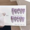 10 stuks Franse Amandel Paarse Kattenoog Press-On Nagels Handgemaakte Nepnagels Met Liefde Strass Kunstnagel Tips