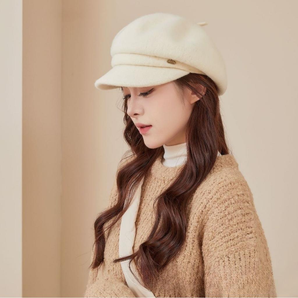 Autumn and Winter Solid Color Wool Retro Warm Beret Korean Women's Versatile Thickened Elegant Wool Hat