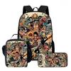 15 Inch 3PCS One Piece School Backpack Set with Lunch Bag Pencil Case Durable Lightweight Unisex Daypack for Boys Girls Age 6-10