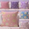 Romantic Daisy Print Spring Cushion Cover Natural Linen Organic Fabric DoubleSided Printing Sofa Home Decor Breathable
