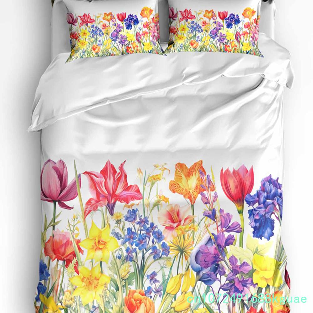 Purple Flower Lavender Romance Duvet Cover With Pillow Case Custom 3pcs Bedding Set Quilt Cover Double Bed Home Textile