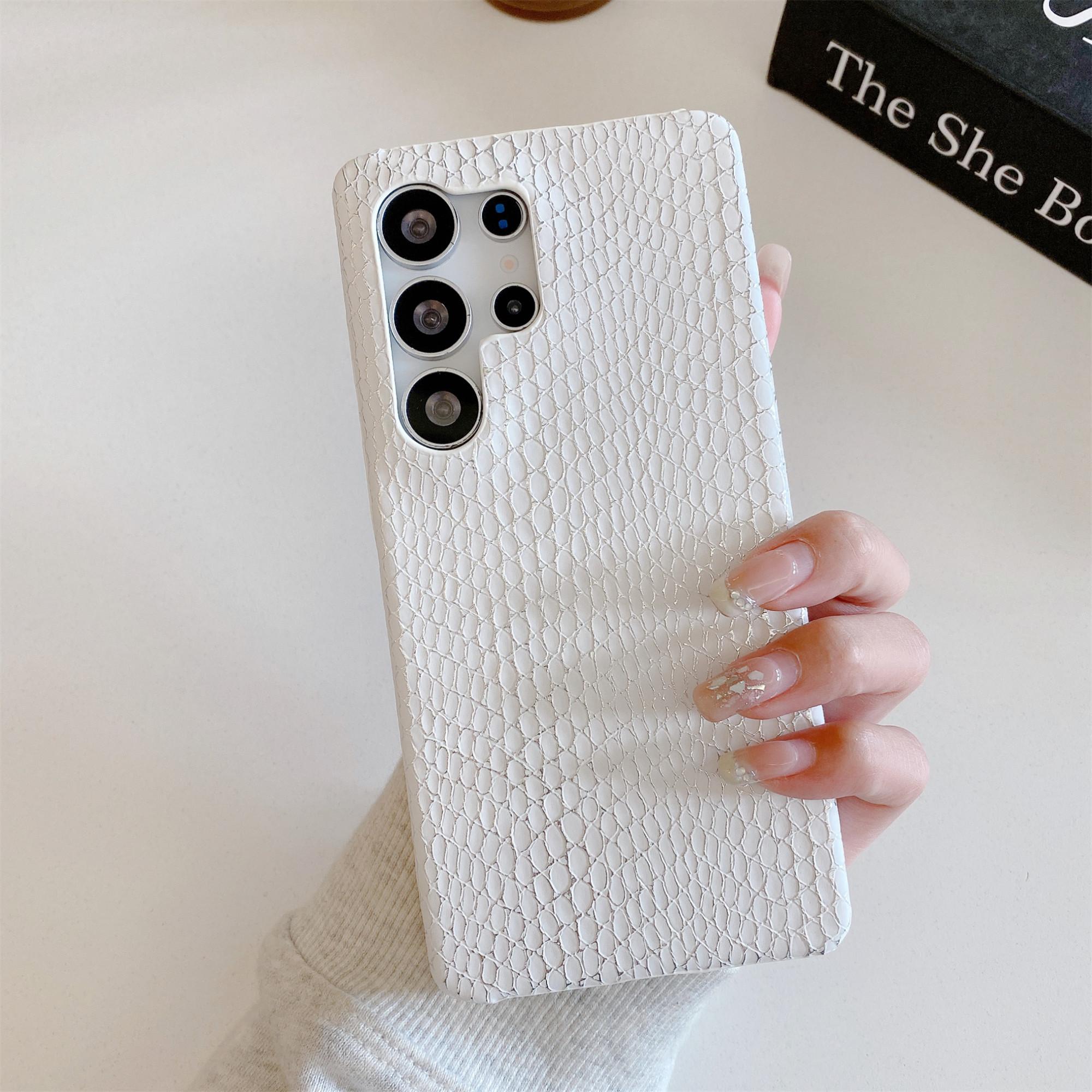 

Чехол для Samsung Galaxy S25 Ultra Золотая нить Лакированная текстура змеи PU+PC Задняя крышка телефона White