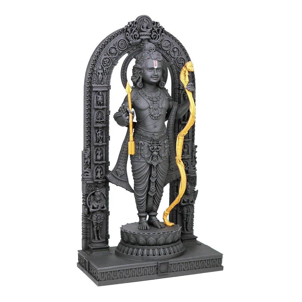Ram Lalla Idol, 12,7 cm Höhe, Schwarz, 3D-gedruckt, UV-Harz, Hinduistische religiöse Statue von Lord Rama Ayodhya