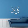 1Set 8Pcs Silber Feder 3D Spiegel Wand Kunst Aufkleber Aufkleber Hause Schlafzimmer Wandbild Dekor