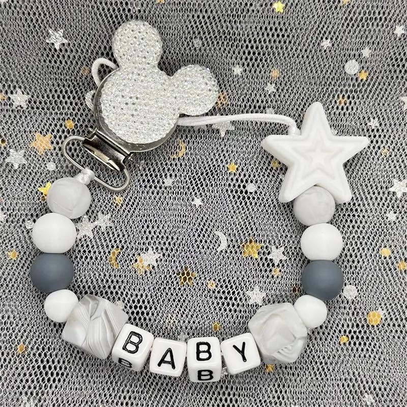Baby Pacifier Clip Personalised Name Dummy Nipple Holder Chains Newborn Feeding Newborn Custom Pacifiers Clip Chew Teething Toys