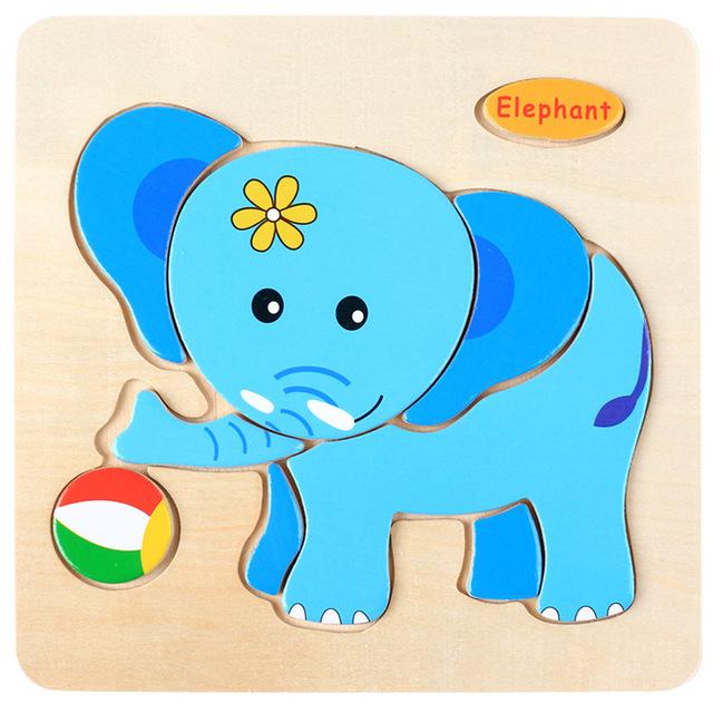15x15cm Baby Wood Jigsaw Puzzle Board Game Cartoon Animal 3d Puzzle Montessori Educational Learning Wooden Toys for Children