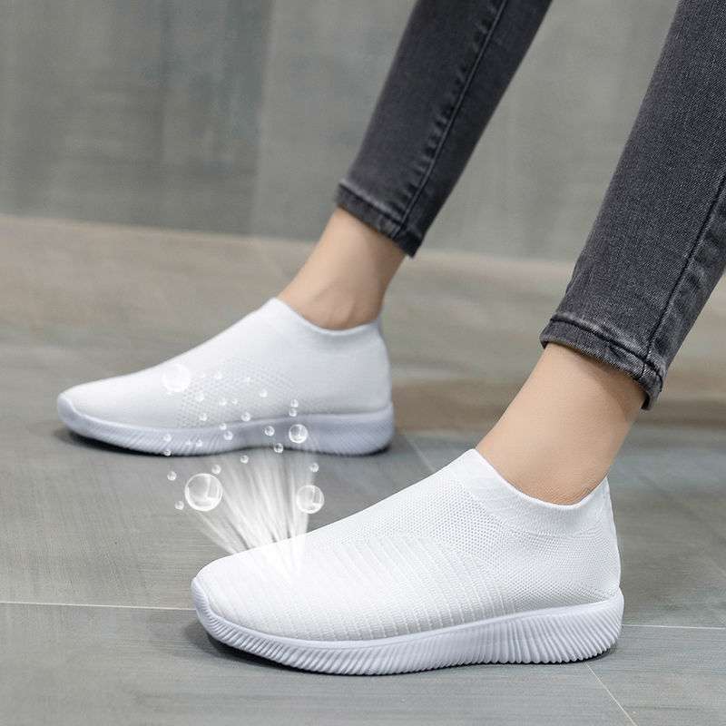 

2025 three-season new large-size sports comfortable flat-soled women s single shoes flying woven shoes student casual shoes low-top shoes 43