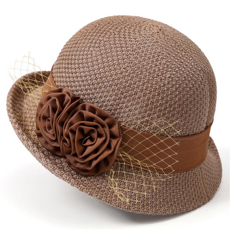 Elegant curling top hat women's summer small edge basin hat sunscreen travel sun hat literary bucket hat tide