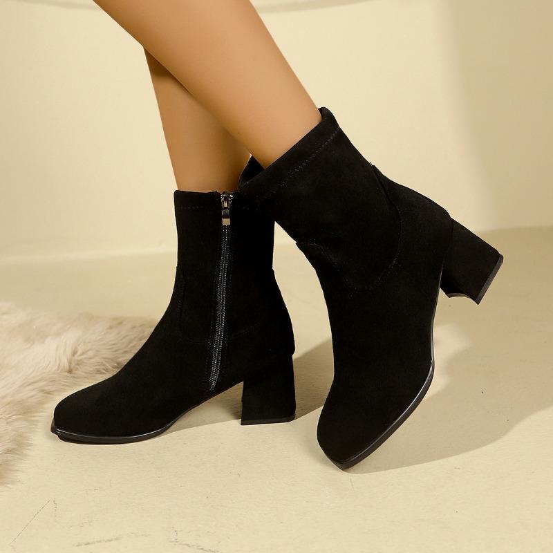 Módní ležérní boty pro ženy Robustní lehké dámské kotníkové boty Módní hranatá špička Ponožkové boty Pletené Podzim Zima Platformové boty