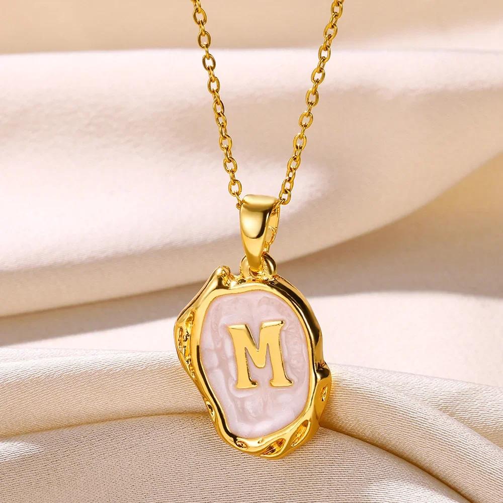 Y2K Metal Drip Oil 26 Letter Necklaces for Women Men Alphabet A-Z Initials Pendant Necklace Aesthetic Jewelry Gift