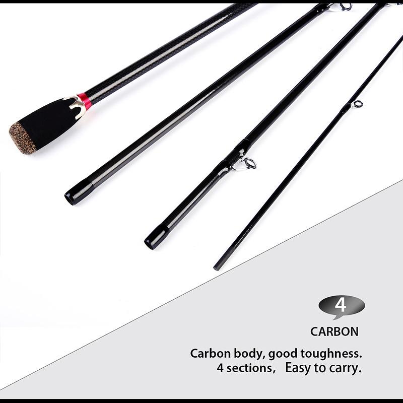 Casting Rod 2.1M 4 Piece Carbon Graphite Portable Baitcast Rod Inshore Fishing Pole Freshwater