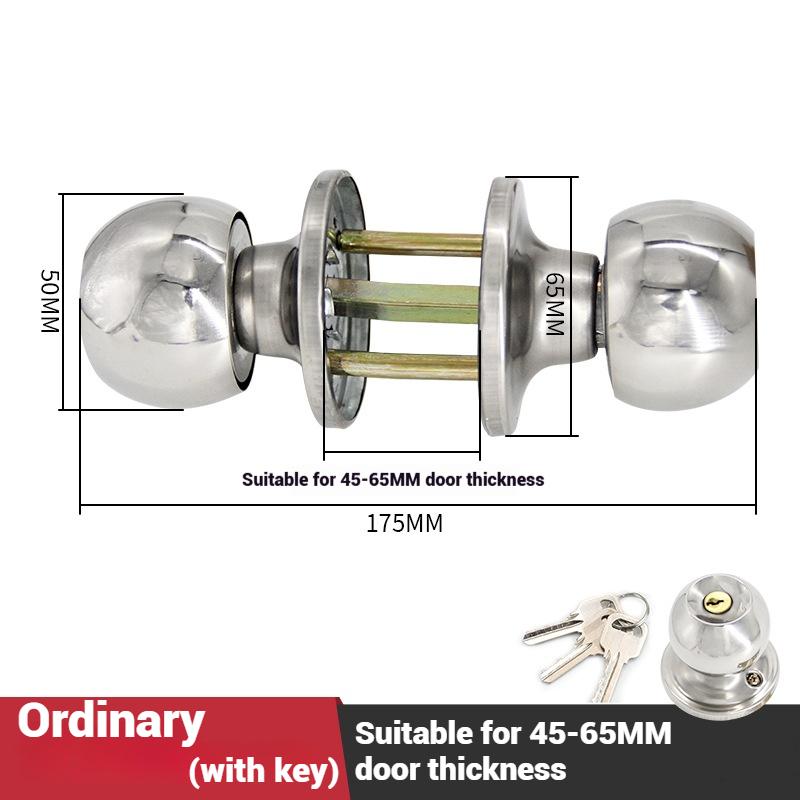 ZEXEF Door Handle Knobs Spherical Lock Indoor Bedroom Door Ball Lock Stainless Steel Universal Locks Accessories with Keys